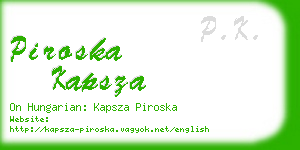 piroska kapsza business card